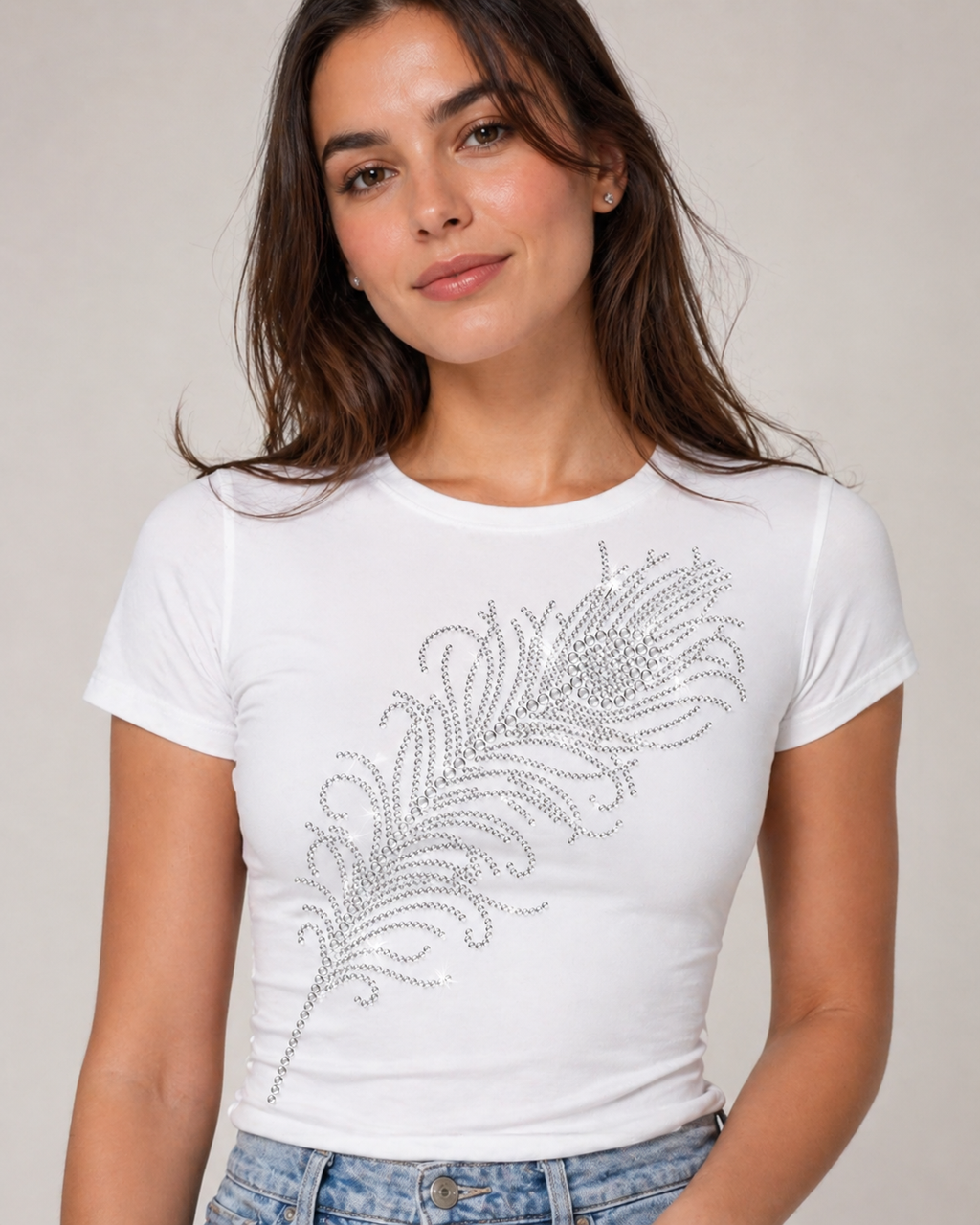 Crystal Feather Rhinestone Sticker