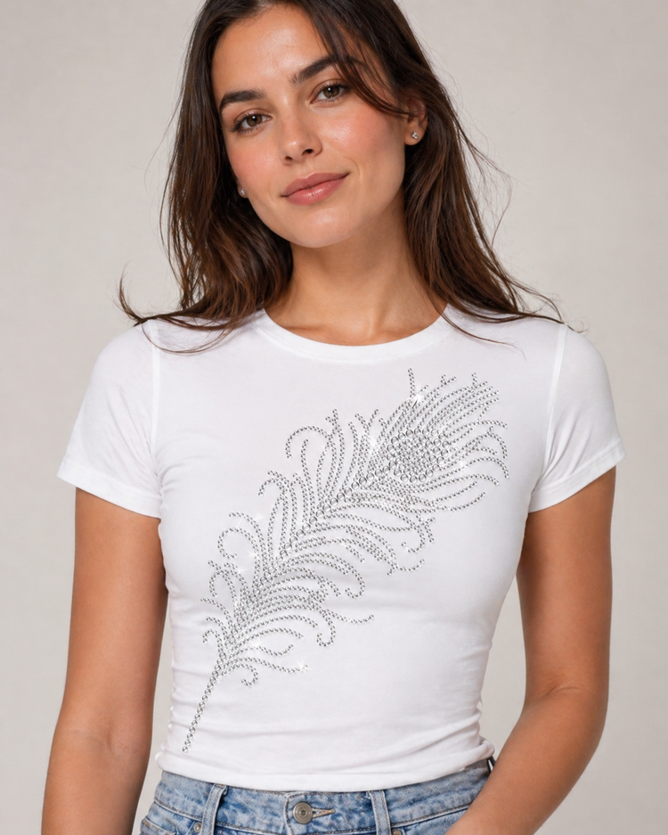 Crystal Feather Rhinestone Sticker