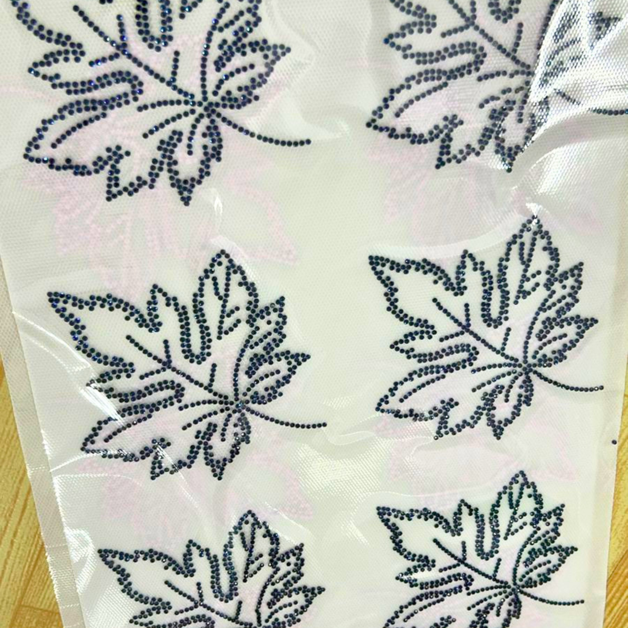 Rhinestone Maple Leaf Sticker – Navy Blue | Pack of 4