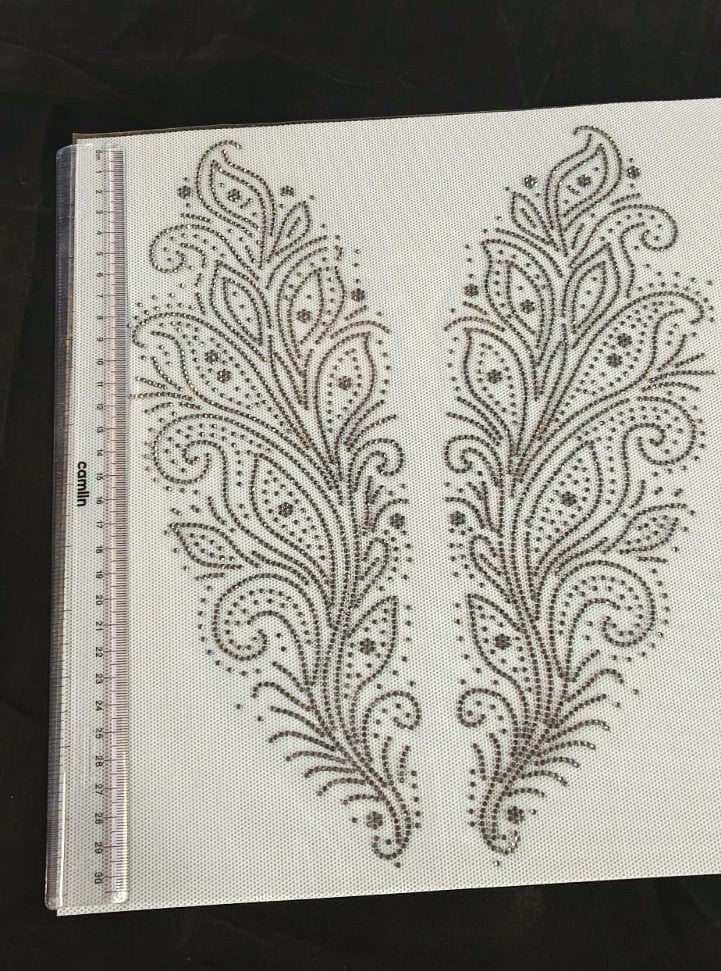 Paisley Feather Rhinestone Heat Transfer Sticker Pair – 4SS Hotfix Iron-On Stone Sheet