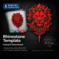 Red and Black Lion Head Rhinestone Design Template for Apparel