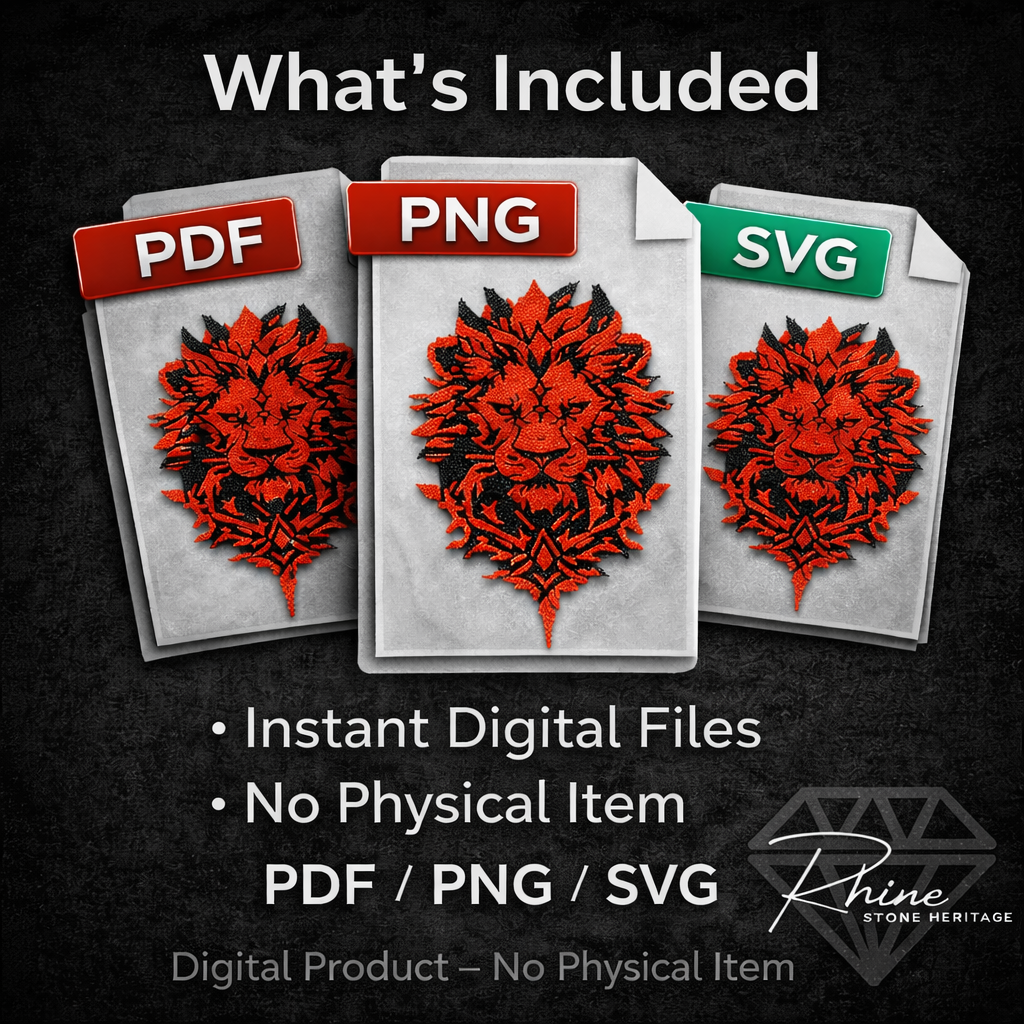 Lion Face Rhinestone Pattern Digital Download for T Shirt Printing