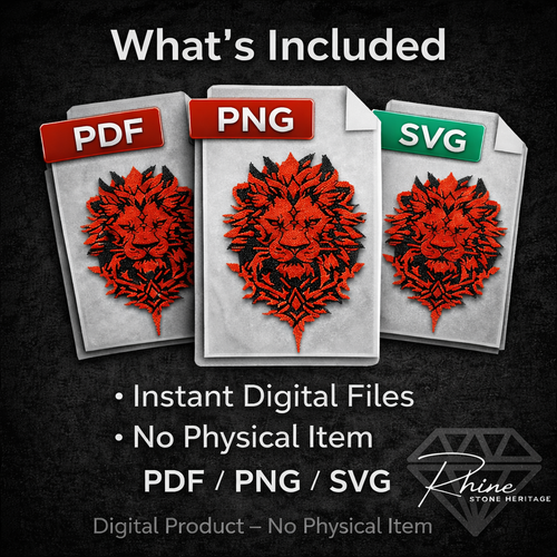 Lion Face Rhinestone Pattern Digital Download for T Shirt Printing