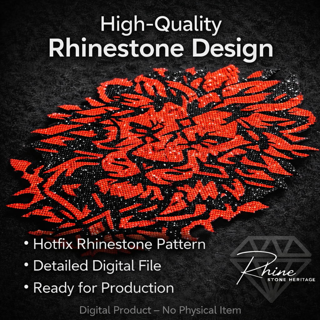 Lion Head Rhinestone SVG Template for Clothing Decoration