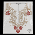 Floral Rose Neck & Sleeve Border Rhinestone Heat Transfer Sticker Set | Gold & Red Hotfix Iron-On Transfer