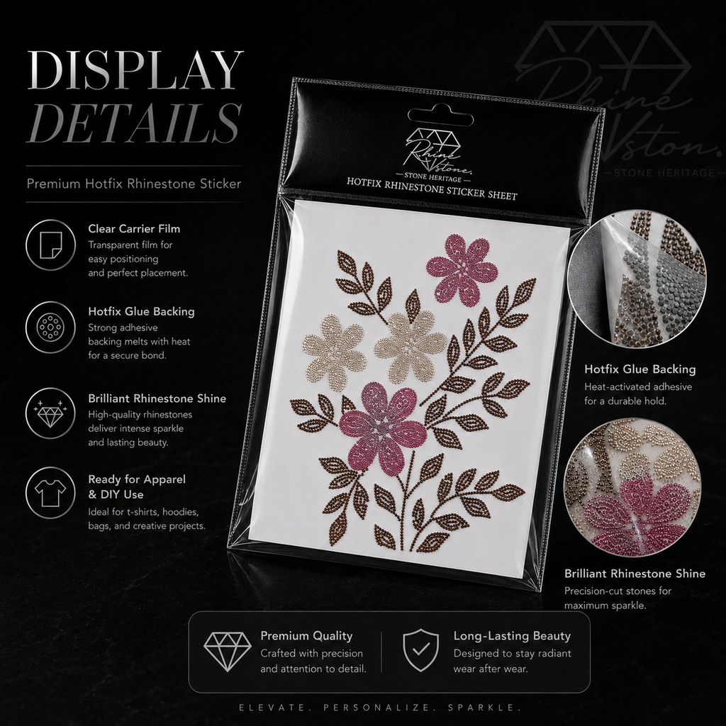 Rhinestone Heritage Premium Hotfix Rhinestone Sticker - Display Details packaging