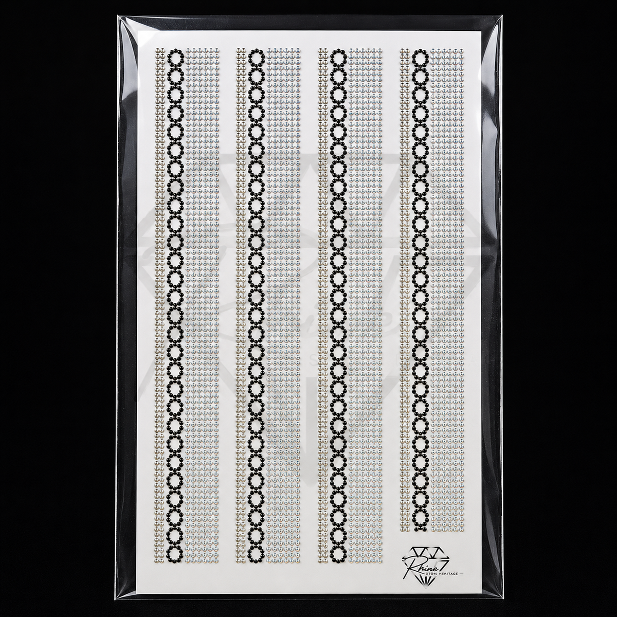 SS6 Dense Fill Border Rhinestone Heat Transfer Sticker 10 Inches Set of 2 – Black and Light Bordeaux
