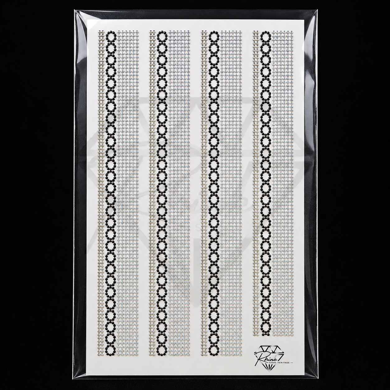 SS6 Dense Fill Border Rhinestone Heat Transfer Sticker 10 Inches Set of 2 – Black and Light Bordeaux