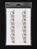 Pink Floral Vine Border Rhinestone Heat Transfer Sticker – Pair