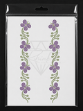 Purple Floral Vine Rhinestone Heat Transfer Sticker | Hotfix Iron-On Transfer