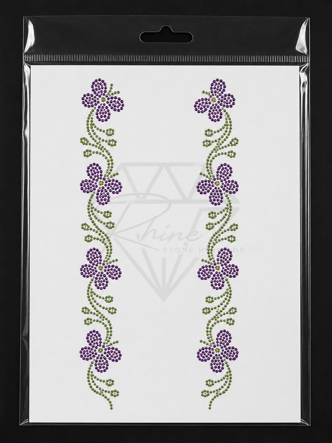 Purple Floral Vine Rhinestone Heat Transfer Sticker | Hotfix Iron-On Transfer