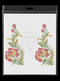 Red Gold Floral Boota Rhinestone Heat Transfer Sticker – Pack of 2