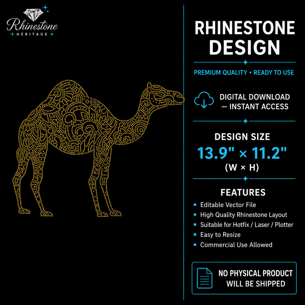 Camel Rhinestone Template – Digital Download (SVG, CDR, PDF, JPG, AI)
