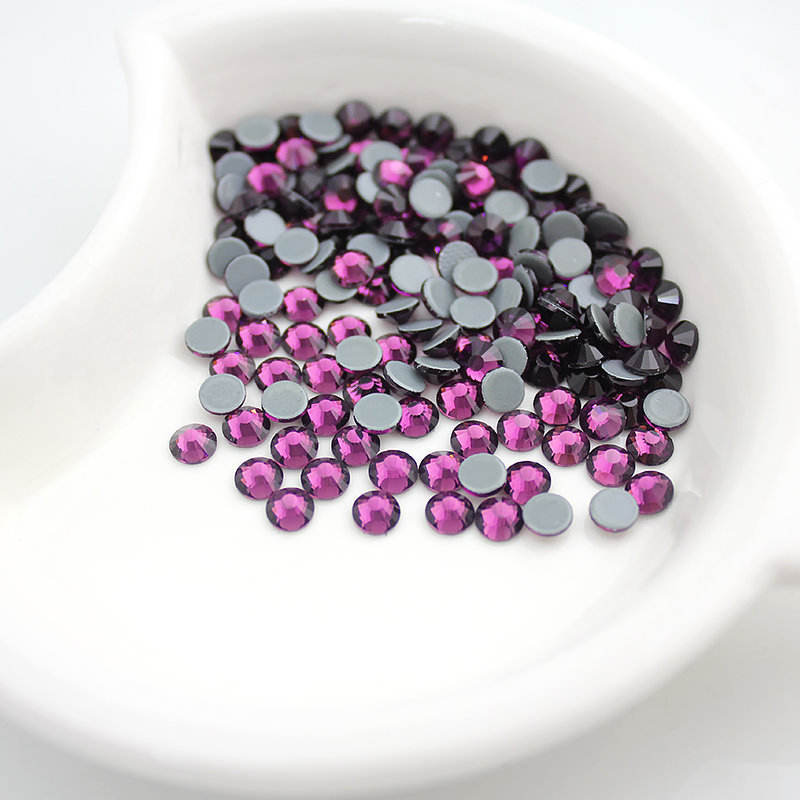 Fuchsia Hotfix Rhinestones Iron-On Transfer for T-Shirts & Apparel
