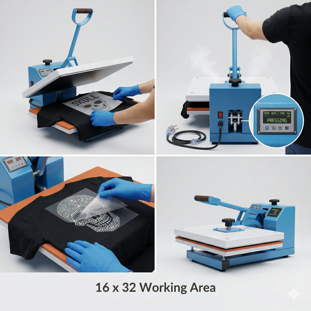 Heavy Duty Heat Press Machine – Large Format Sublimation & Rhinestone Transfer Press