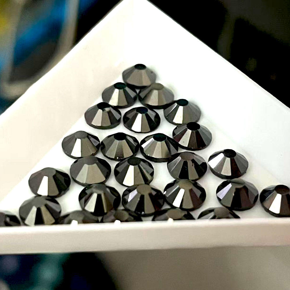 Jet Hematite Hotfix Rhinestones | Dark Black Metallic Heat Fix Stones for Apparel & DIY Crafts