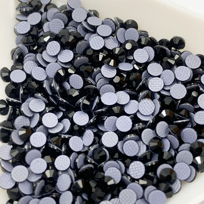 Black Hotfix Rhinestones Iron-On Transfer for T-Shirts & Apparel