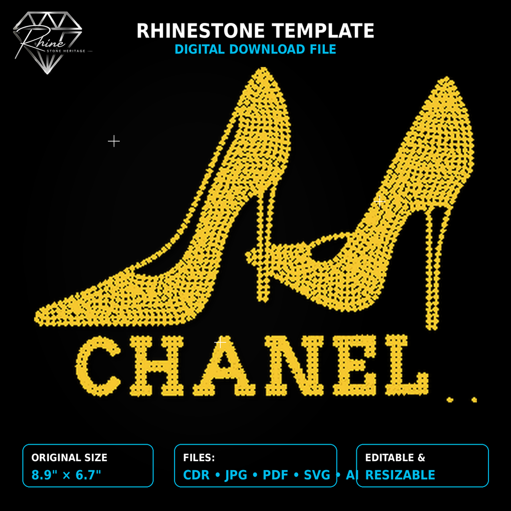 Chanel High Heels Rhinestone Template – Digital Download (SVG, CDR, PDF, JPG, AI)