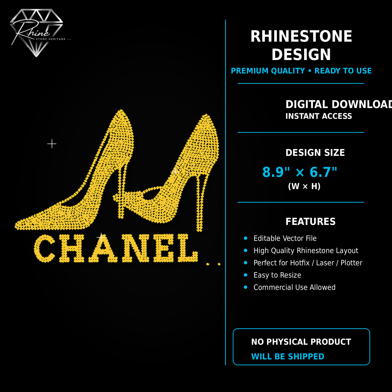 Chanel High Heels Rhinestone Template – Digital Download (SVG, CDR, PDF, JPG, AI)