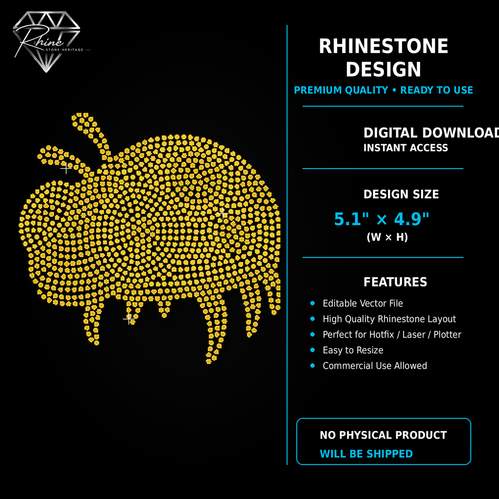 Bee Rhinestone Template – Digital Download (SVG, CDR, PDF, JPG, AI)
