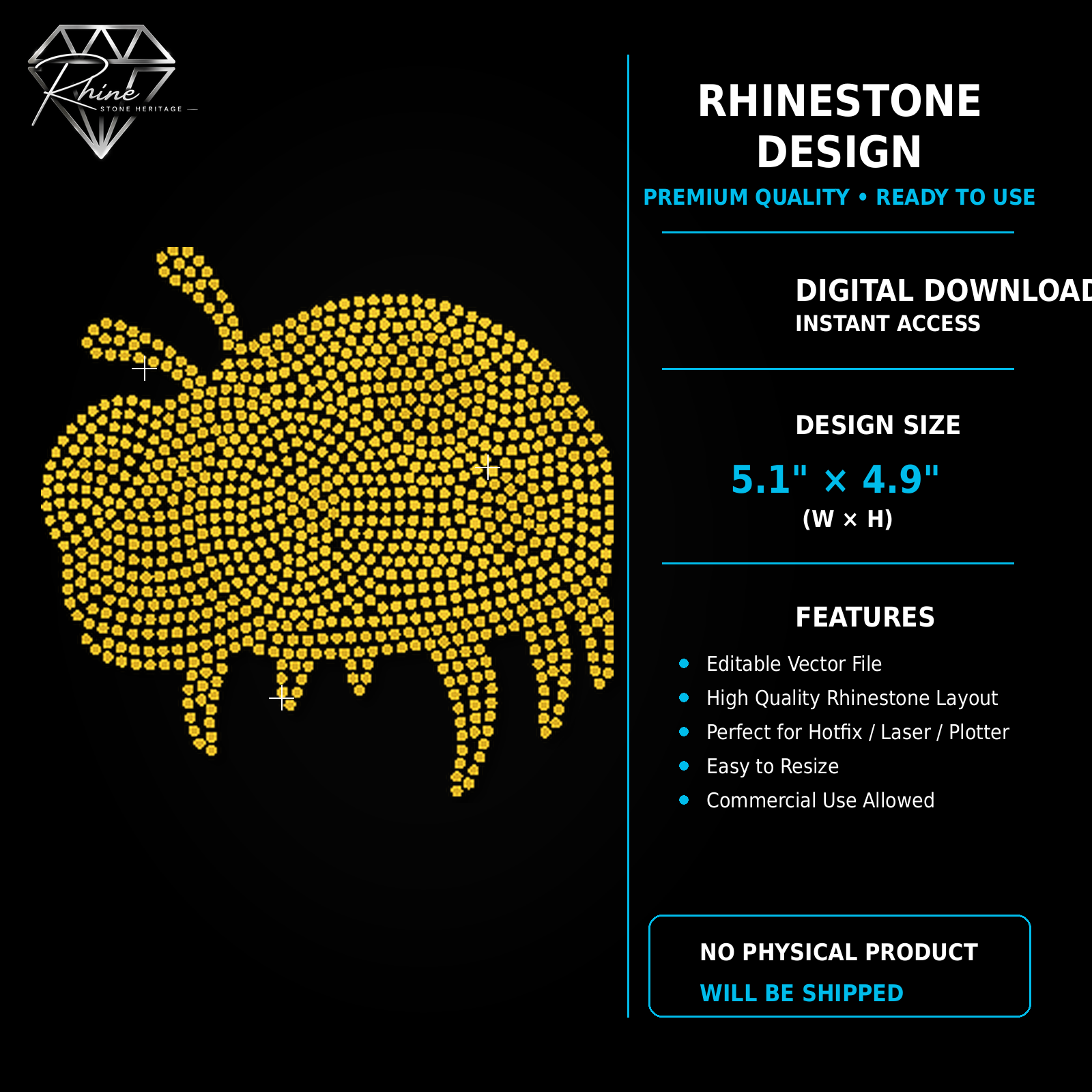 Bee Rhinestone Template – Digital Download (SVG, CDR, PDF, JPG, AI)