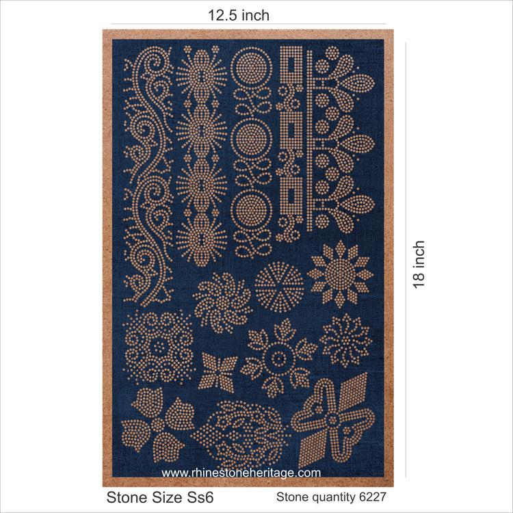 Rhinestone Heritage Multi-Design Floral and Border Template for SS6 Stones - 6227 Stone Count, 12.5x18 inch