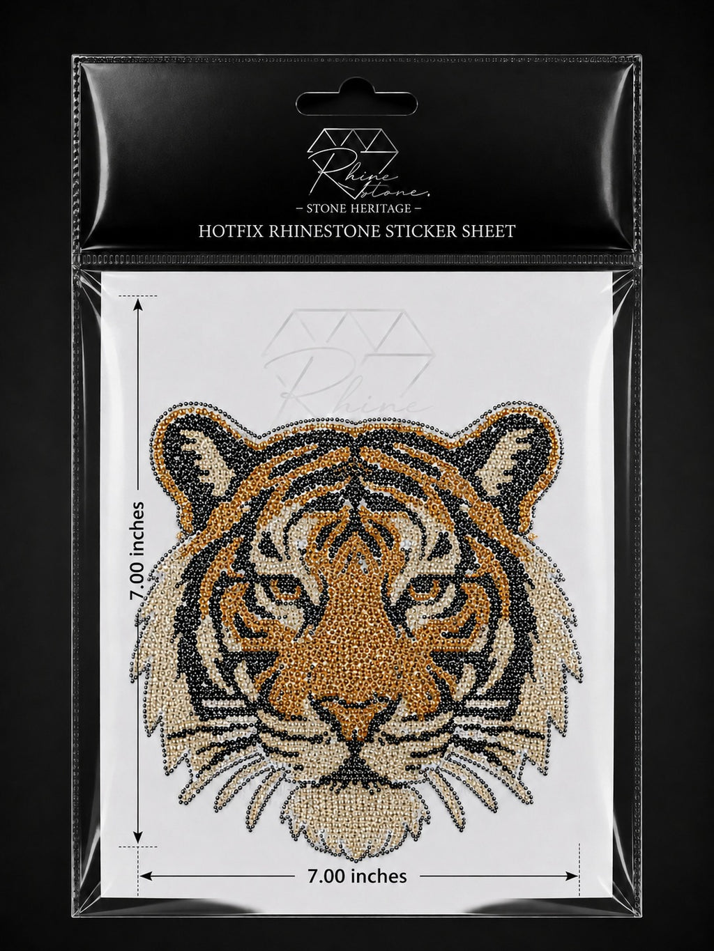 Premium Tiger Face Rhinestone Heat Transfer Sticker – 4SS Hotfix Iron-On Stone Sheet