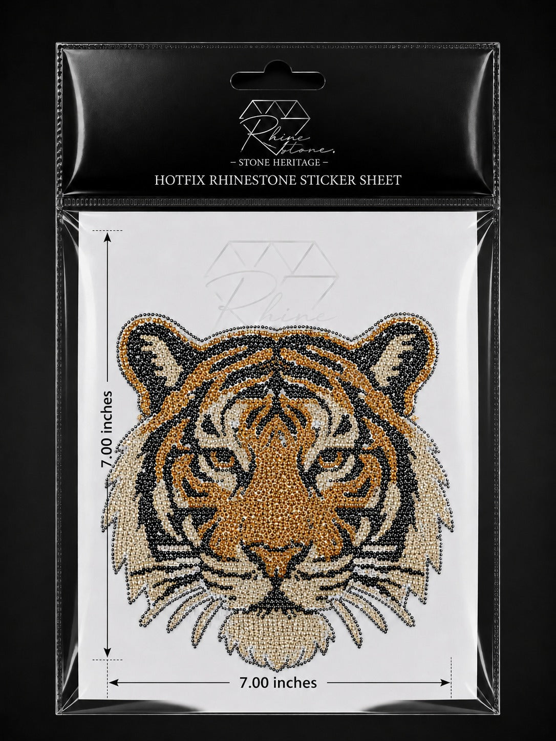 Premium Tiger Face Rhinestone Heat Transfer Sticker – 4SS Hotfix Iron-On Stone Sheet