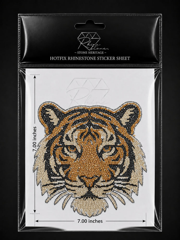 Tiger face hotfix rhinestone heat transfer sticker