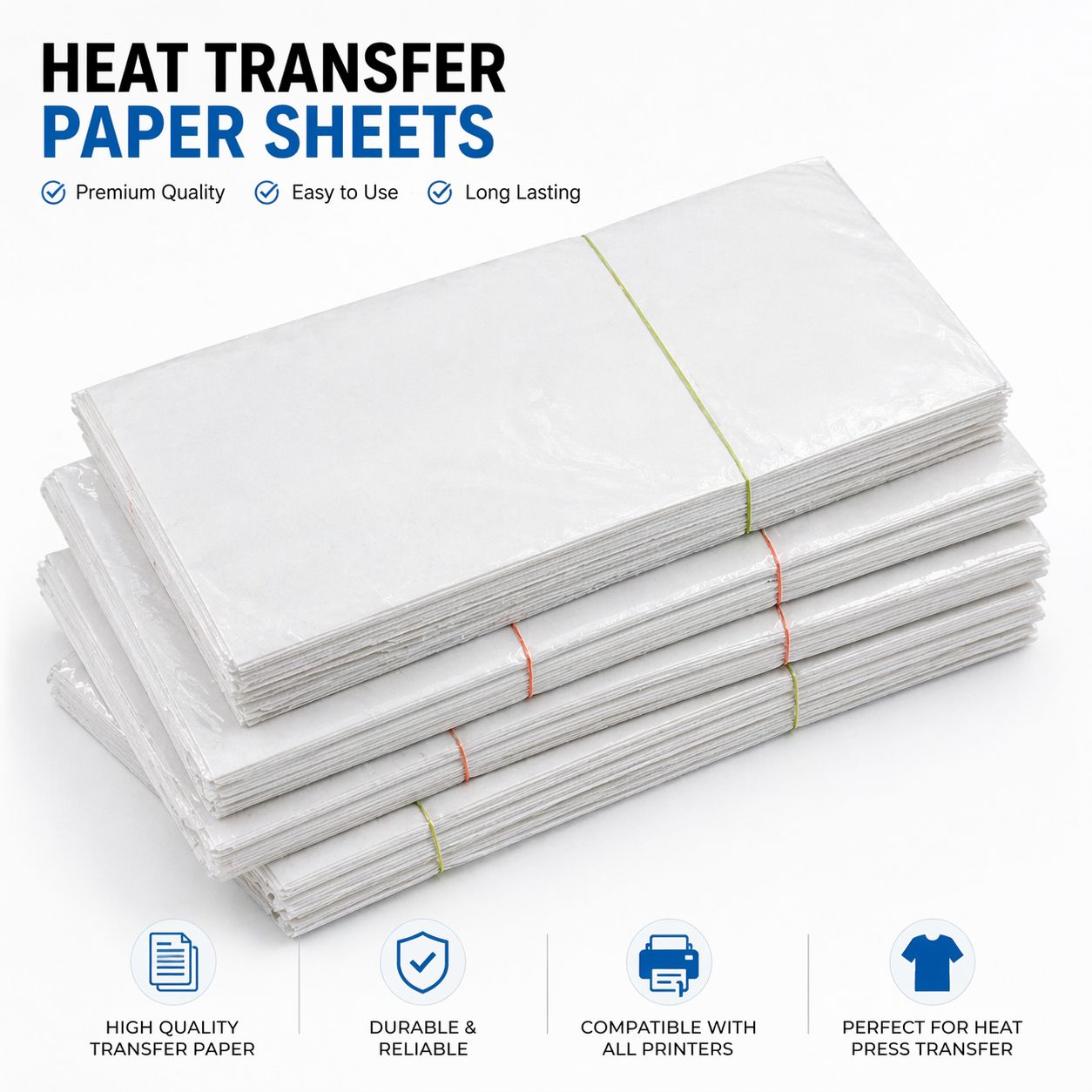 Heat Transfer Paper Sheets - Durable & Reliable for Heat Press Machines