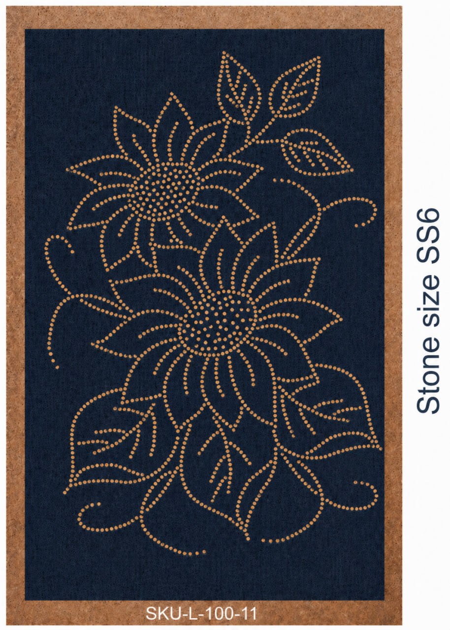 Sunflower Floral Boota Rhinestone Hotfix Template | SS6 DIY Bling Transfer for Abayas, Kurti, T-Shirts & Jeans