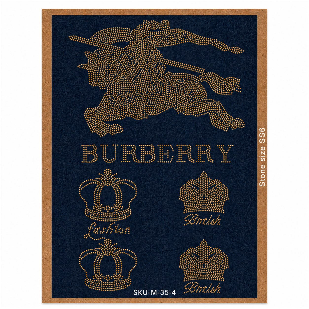 Burberry Inspired Rhinestone Hotfix Template | SS6 DIY Bling Transfer for Men's T-Shirts & Shirts