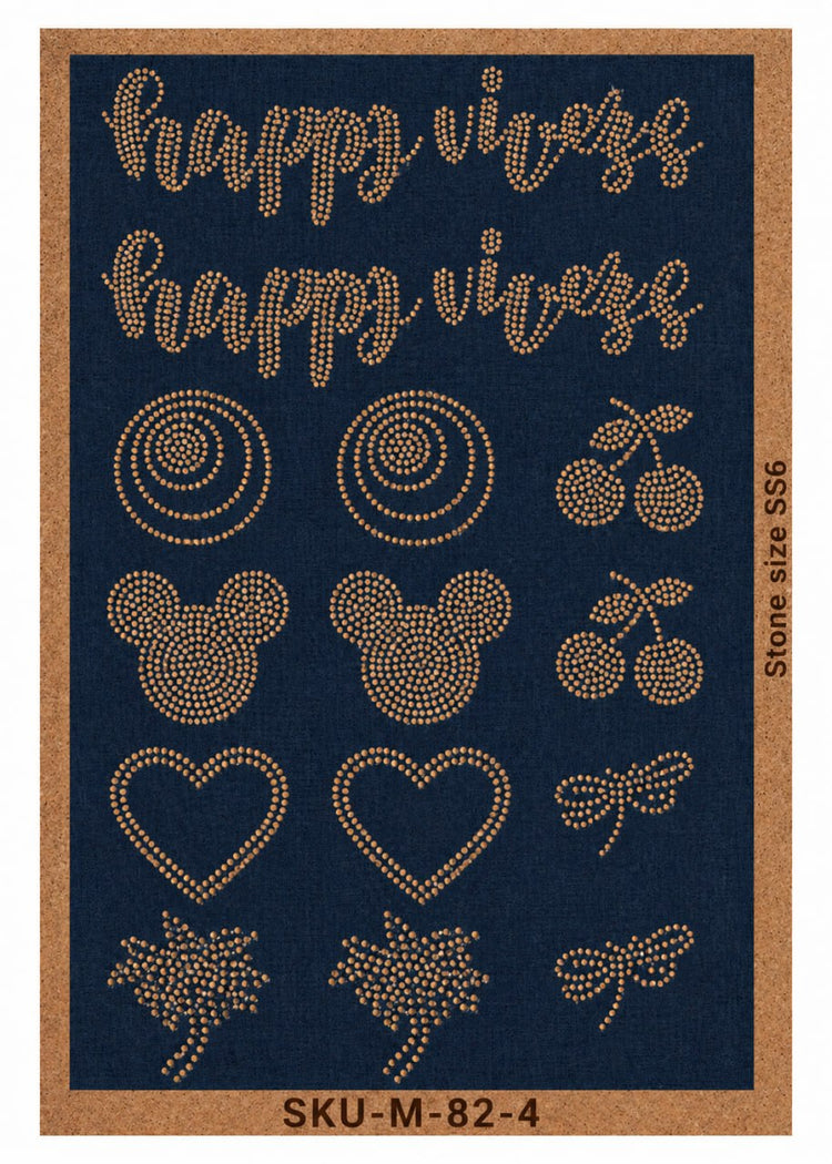 Happy Vibes Rhinestone Hotfix Template | SS6 DIY Bling Transfer for T-Shirts & Apparel