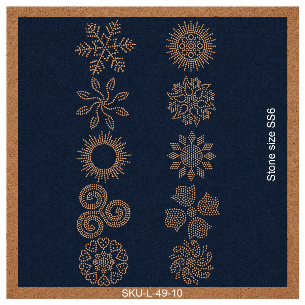 Mix Boota Column Rhinestone Hotfix Template | SS6 DIY Bling Transfer for Abayas, Kurti, T-Shirts & Jeans
