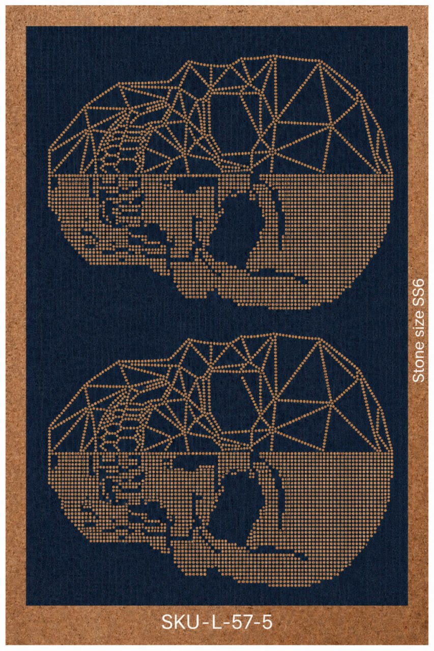 Double Geometric Skull Rhinestone Hotfix Template | SS6 DIY Bling Transfer for Men's T-Shirts & Shirts