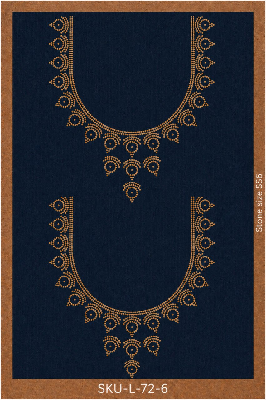 Double Scallop Neckline Rhinestone Hotfix Template | SS6 DIY Bling Neck Design for Abayas, Kurti & Apparel