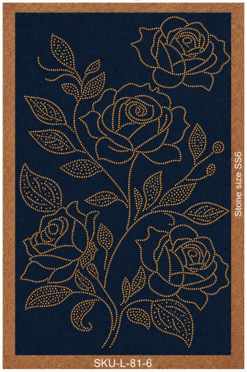 Rose Floral Boota Rhinestone Hotfix Template | SS6 DIY Bling Transfer for Abayas, Kurti, T-Shirts & Jeans