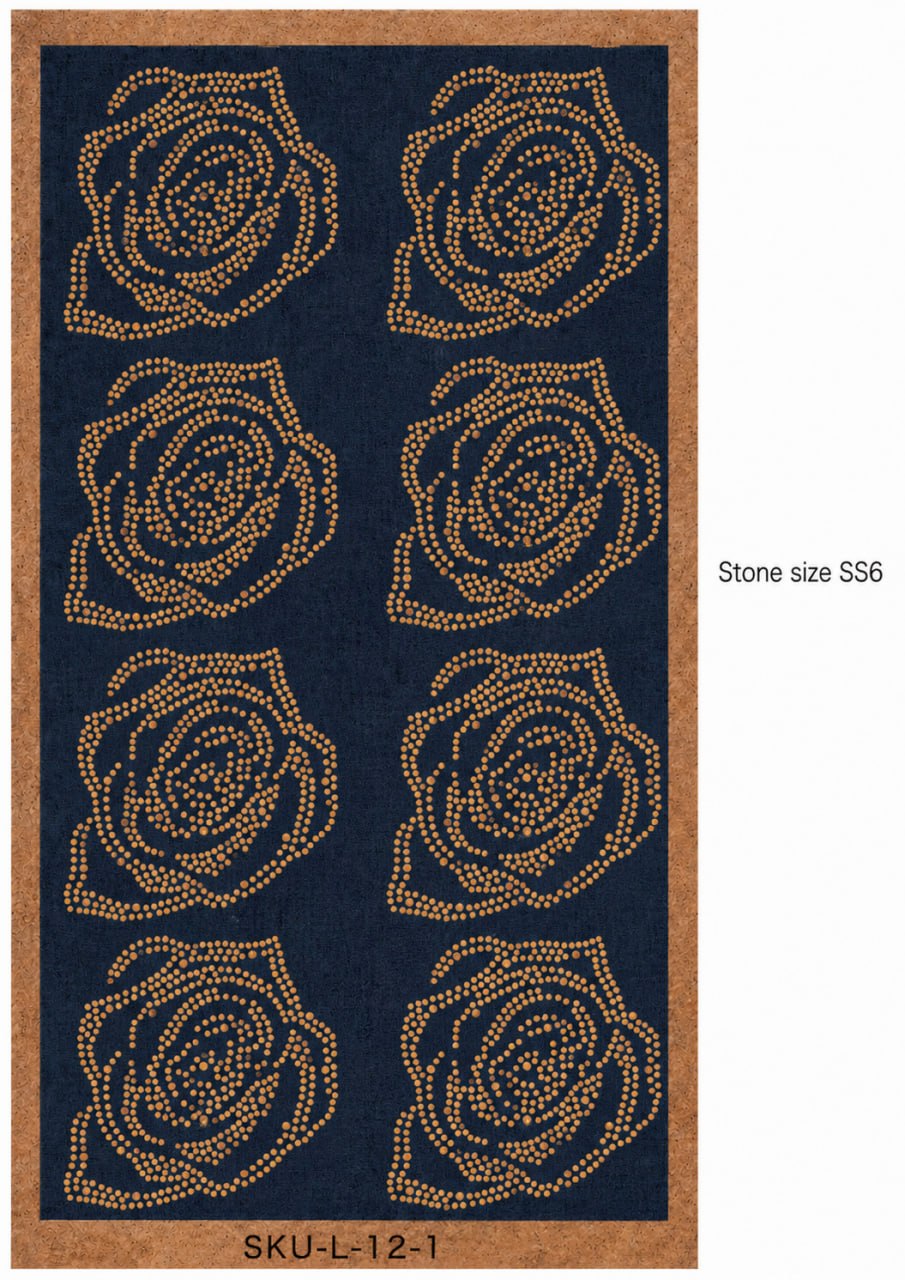 Rose Boota Rhinestone Hotfix Template | 8 Rose Designs SS6 DIY Bling Transfer for Abayas, Kurti, T-Shirts & Jeans