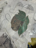Leopard Face Rhinestone Hotfix Sticker | Silver & Green Iron-On Transfer for T-Shirts & Apparel