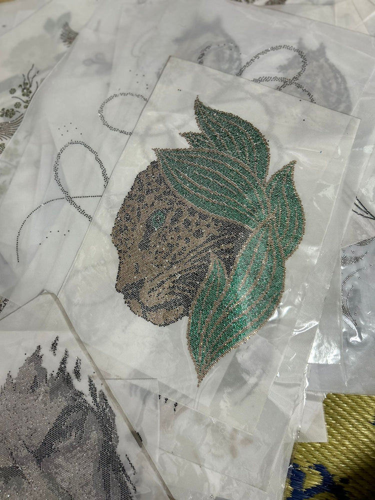 Leopard face hotfix rhinestone heat transfer sticker
