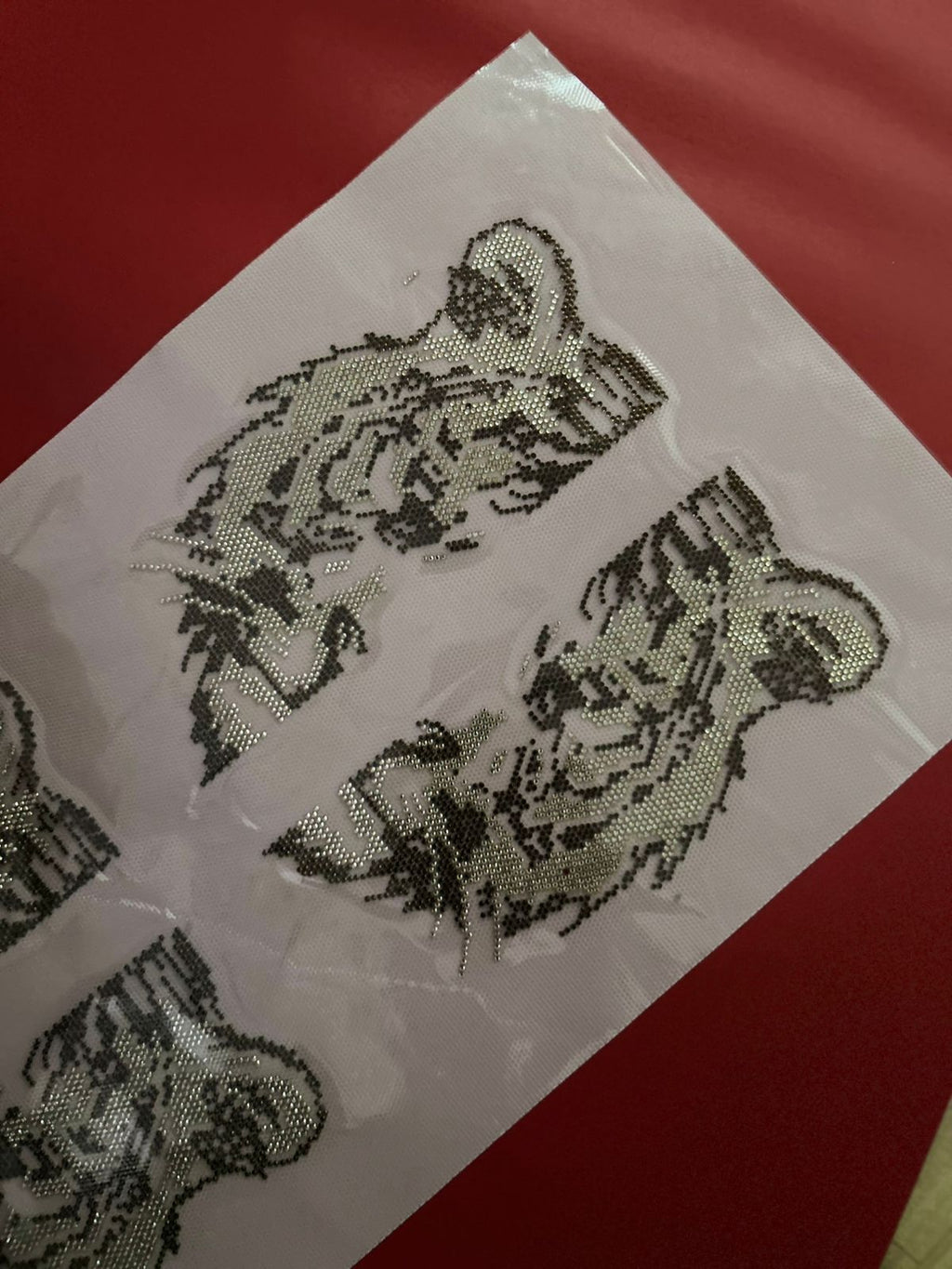 Tiger Face Flock Velvet & Rhinestone Hotfix Sticker | 2-Piece Split Design for Button Shirts | Iron-On Transfer