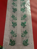 Green Floral Vine Rhinestone Hotfix Sticker | Short Front Border Both Sides | Iron-On Transfer for Shirts & Kurtis