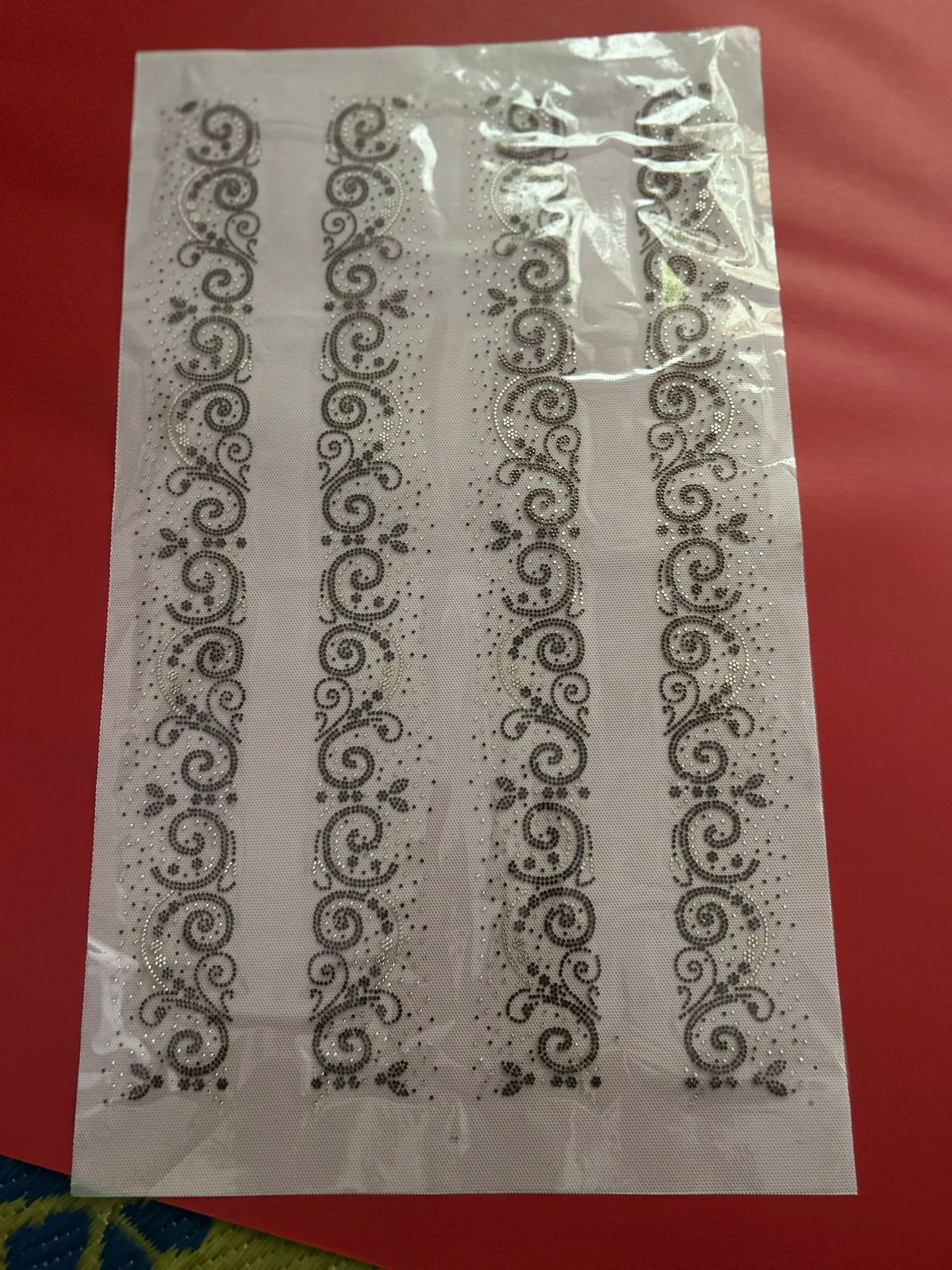 Swirl Scroll Rhinestone Hotfix Sticker | Set of 2 Parallel Border Strips | Men's Shirt Iron-On Transfer