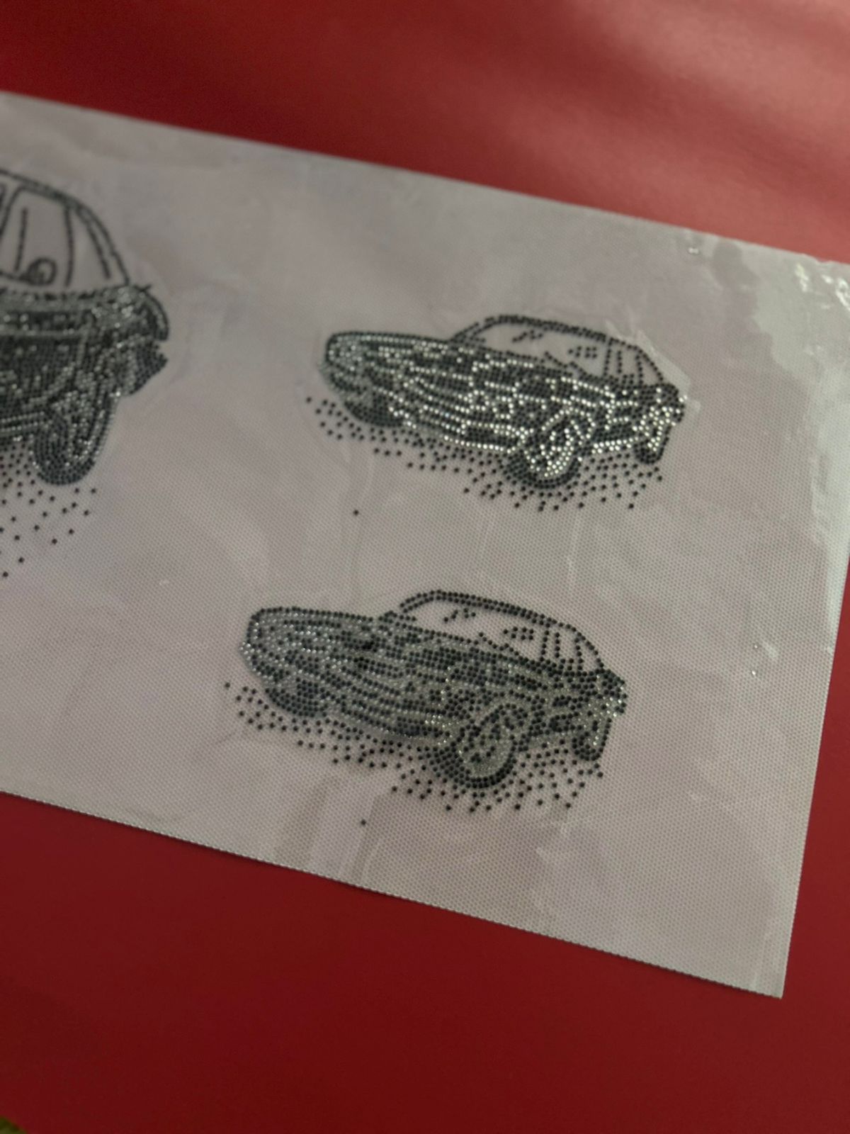 Classic Car Rhinestone Hotfix Sticker | Front & Back Set | 1 Big + 1 Small | Iron-On Transfer for T-Shirts