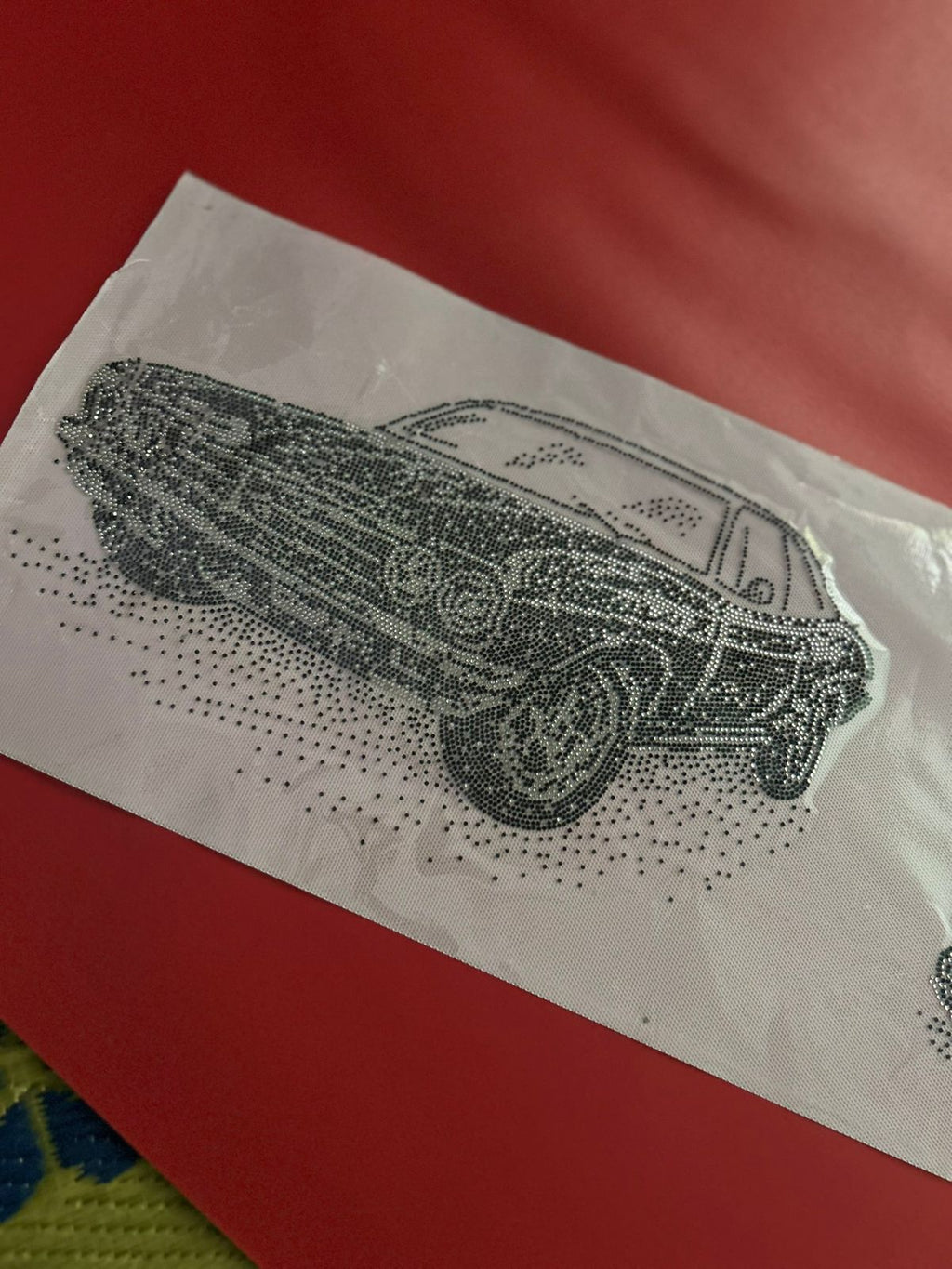 Classic Car Rhinestone Hotfix Sticker | Front & Back Set | 1 Big + 1 Small | Iron-On Transfer for T-Shirts