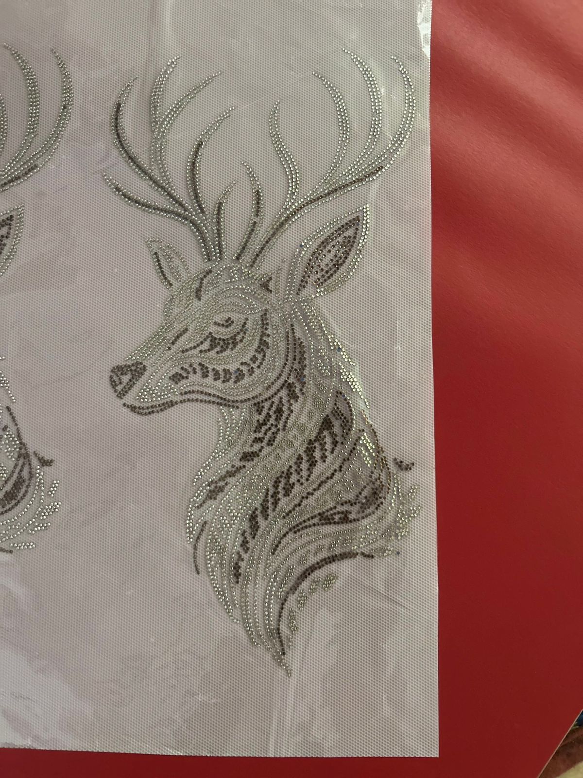 Stag Head Rhinestone Hotfix Sticker | Silver Outline Iron-On Transfer | Men's Shirt Design