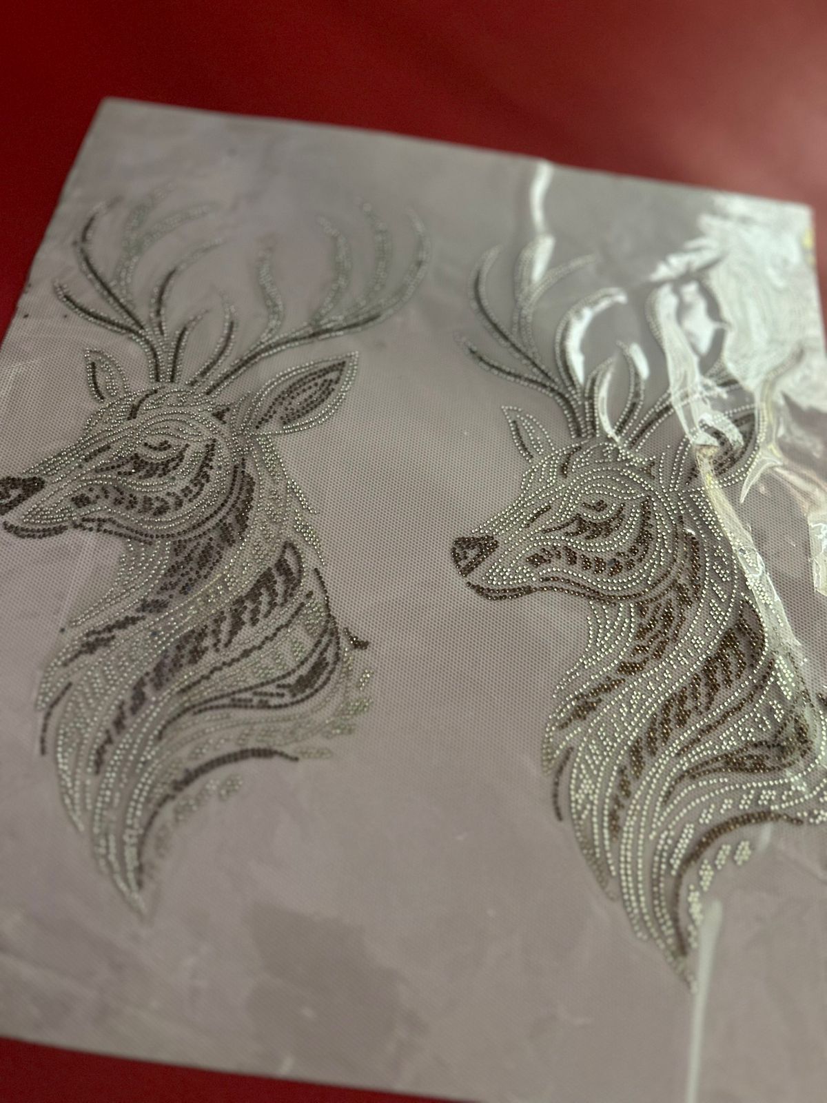 Stag Head Rhinestone Hotfix Sticker | Silver Outline Iron-On Transfer | Men's Shirt Design