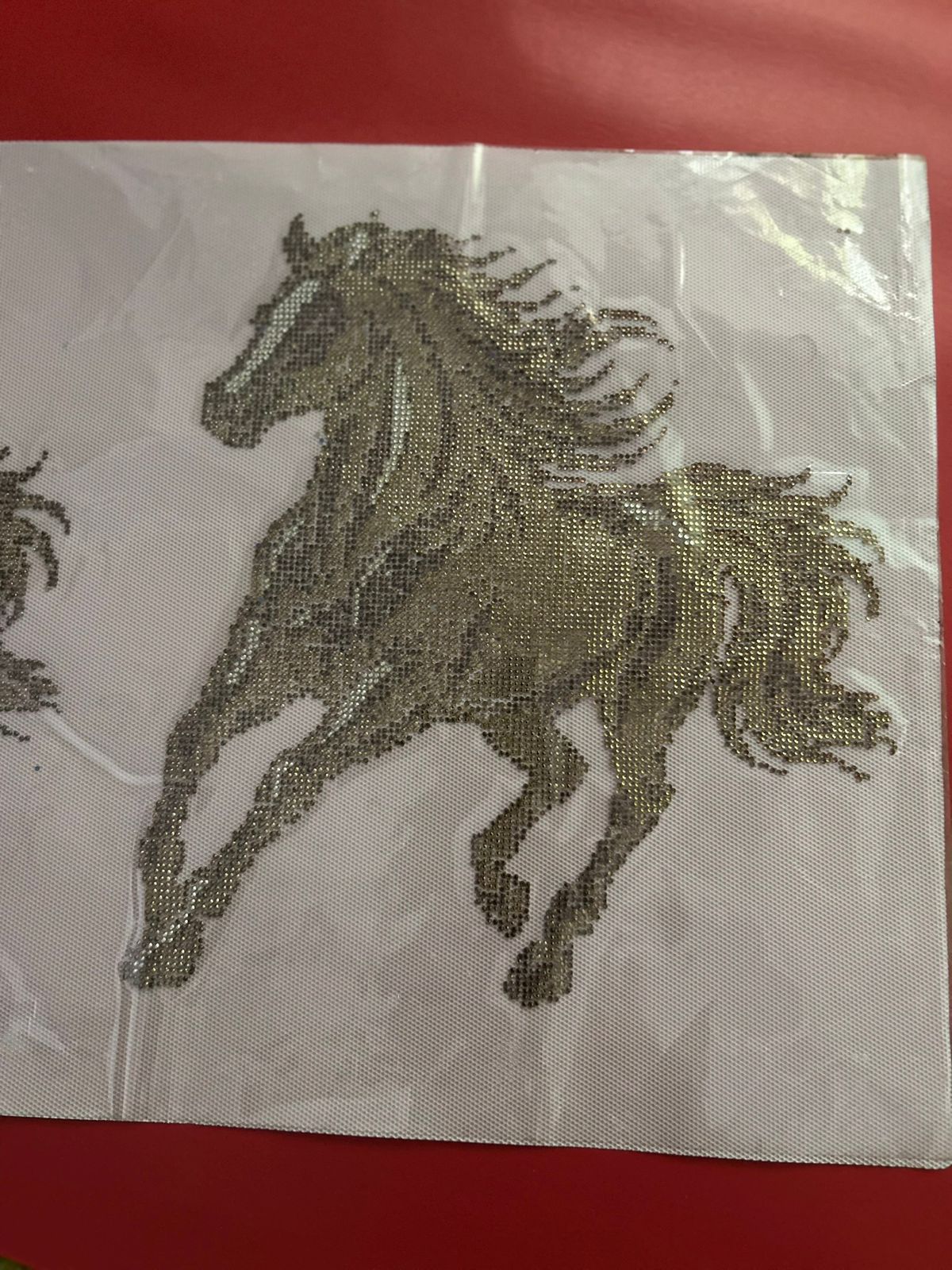 Galloping Horse Rhinestone Hotfix Sticker | Fully Filled Gold & Silver | Iron-On Transfer for Shirts & Apparel