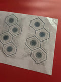 Hexagon Sunburst Rhinestone Hotfix Sticker | Geometric Shirt Design | Black & Silver Iron-On Transfer
