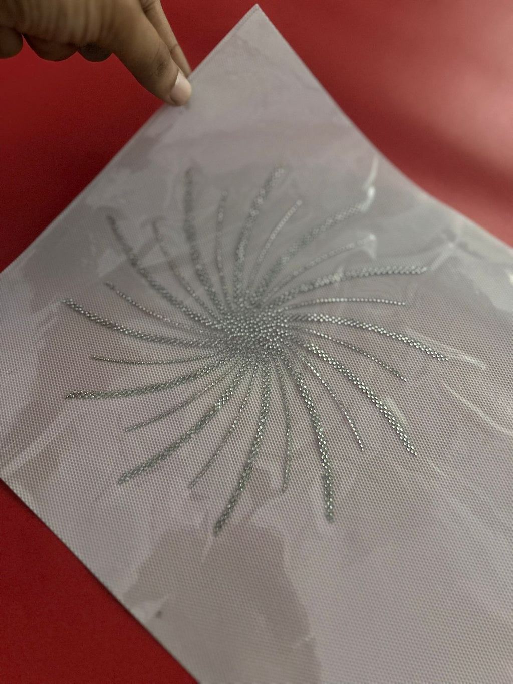 Spiral Sunburst Rhinestone Hotfix Sticker | Light Black Diamond Iron-On Transfer for T-Shirts & Tops